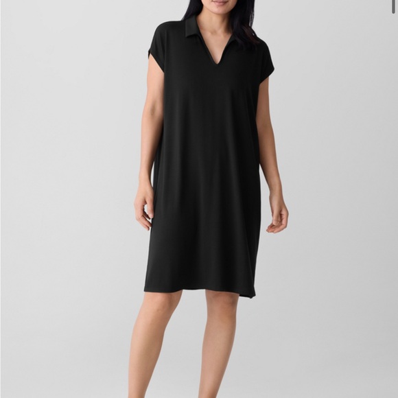 EILEEN FISHER Organic Cotton Black Shirtdress Sz L | Minimalist Queen Energy - Picture 5 of 5
